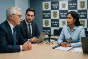 preparação de CEO para depoimento em inquérito na polícia, com estratégia defensiva e governança corporativa — Lucchesi Advocacia